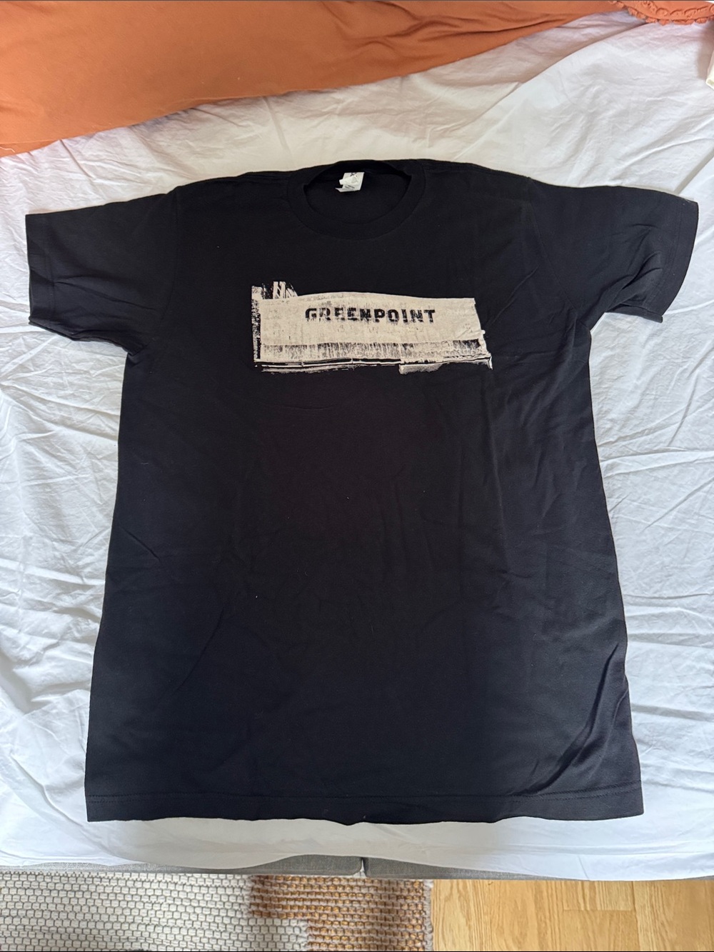 Tultex Black Tee with White 'GREENPOINT' Box Graphic
